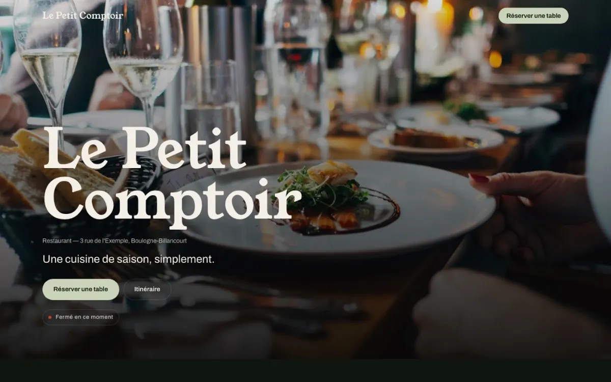Maquette d'exemple : restaurant Le Petit Comptoir